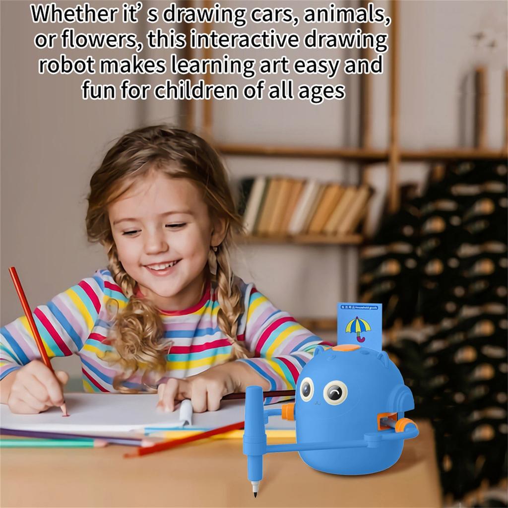 100ml Çocuk Çizim Robotu-100 Çizim Kartı Çizim Robotu, Sesli Etkileşimli Robot Çizim Oyuncağı, Çizim Etkileşimli Eğitici Robot