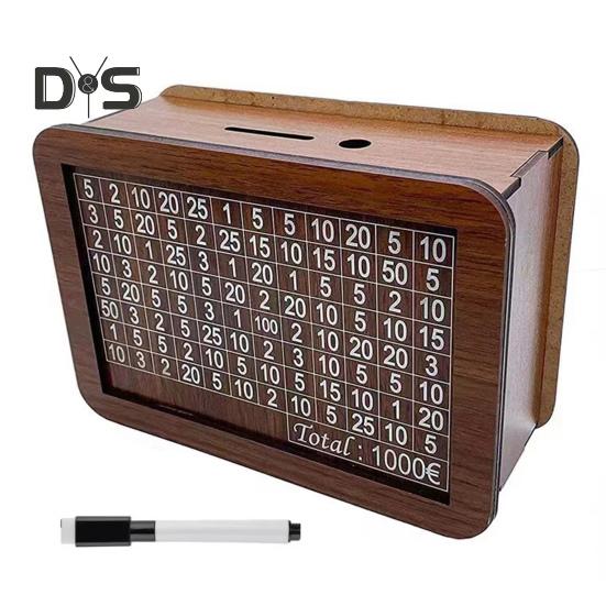 

Деревянная копилка с маркером-счетчиком, доллары, евро, копилка, контейнер для монет, денег, для детей и взрослых, кейс для сбережений, банка A