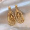 Golden Multi Layer Circle Water Drop Dangle Earrings For Women