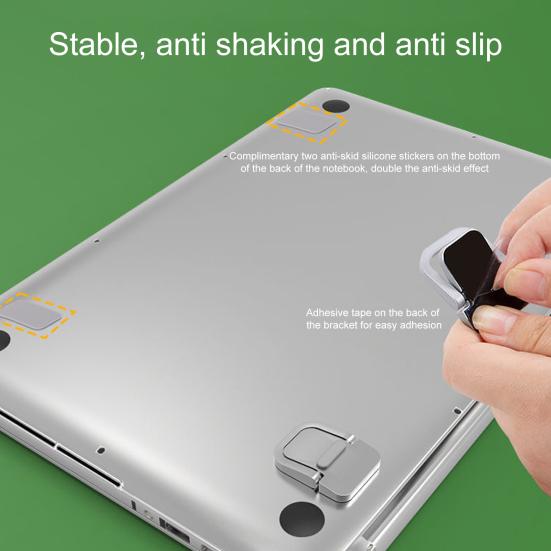 1 Pair Laptop Desktop Holder with Non-slip Pad Zinc Alloy Raising Bracket Portable Heat Dissipation Slim Folding Stand for Laptop