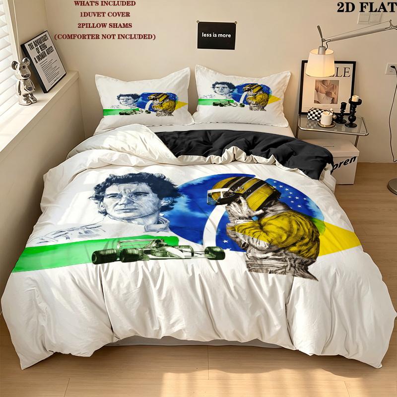 Ayrton Senna Bedding Quilt Set Quilt Cover Pillowcase Home Decoration Birthday Gift (1 * duvet cover + 2 * pillowcase, without core)