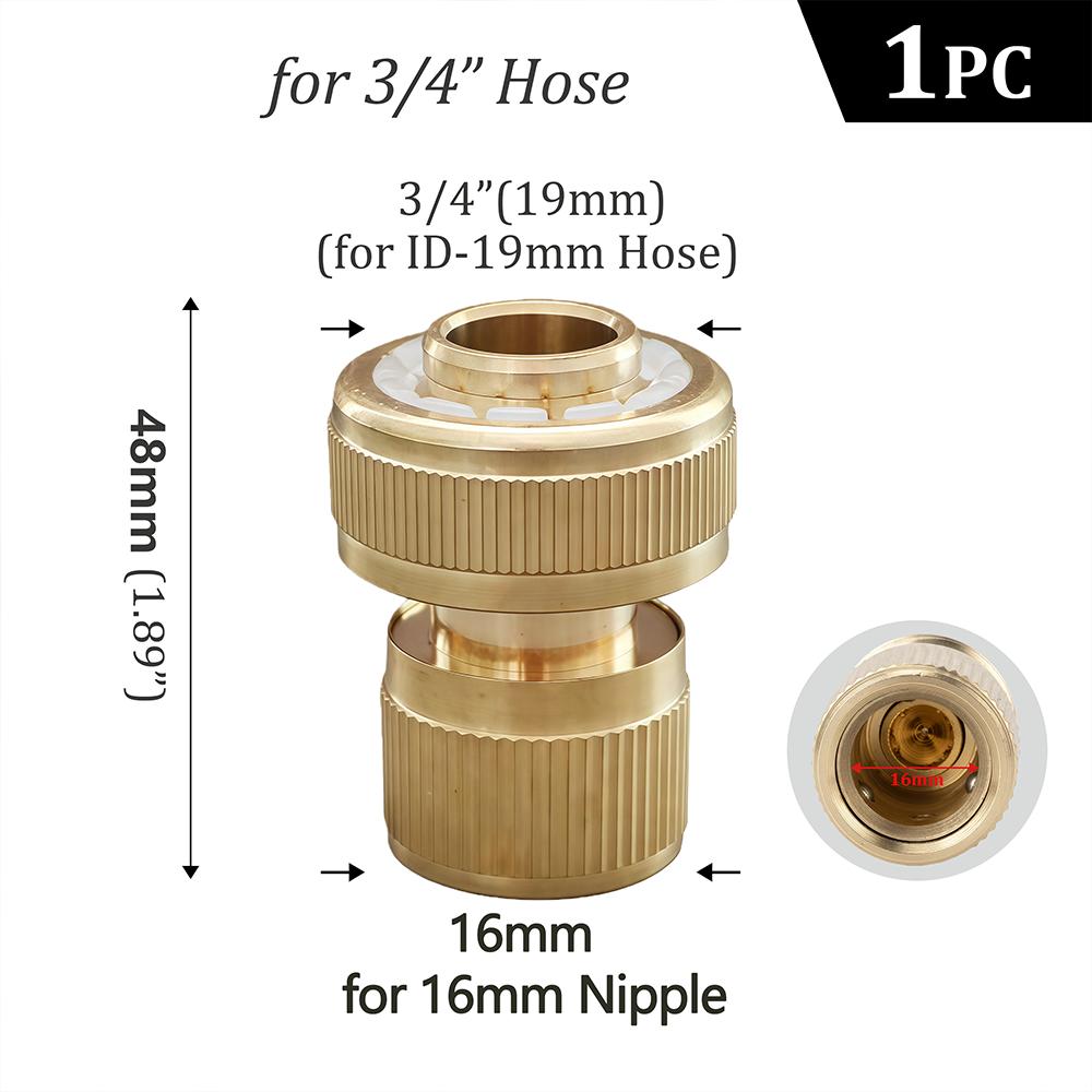 Brass Garden Hose Quick Connector Water Pipe Tap Adaptor Fitting for 1/2"3/4"3/8"1/4" Irrigation Tube Water Stop Repair Joints