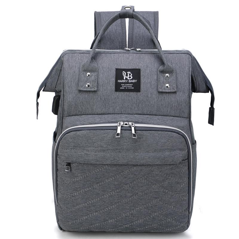 

New Fashion Double Shoulder Mummy Bag: Water-resistant, Large Capacity Backpack for Moms and Babies сірий колір
