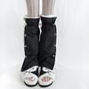 Women's Slouchy Leg Warmers with Side Split Buttons Solid Color Fleece Lined Drawstring Leg Covers Footless Long Socks