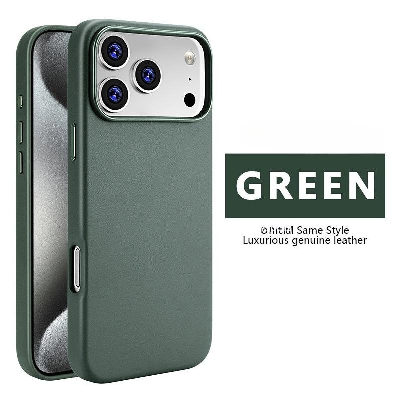 IPhone 16 Pro Max 17 Air 15 Plus 14 13 12 Promax High End Strong Magnetic Wireless Charging CoverGenuine Leather Phone Case