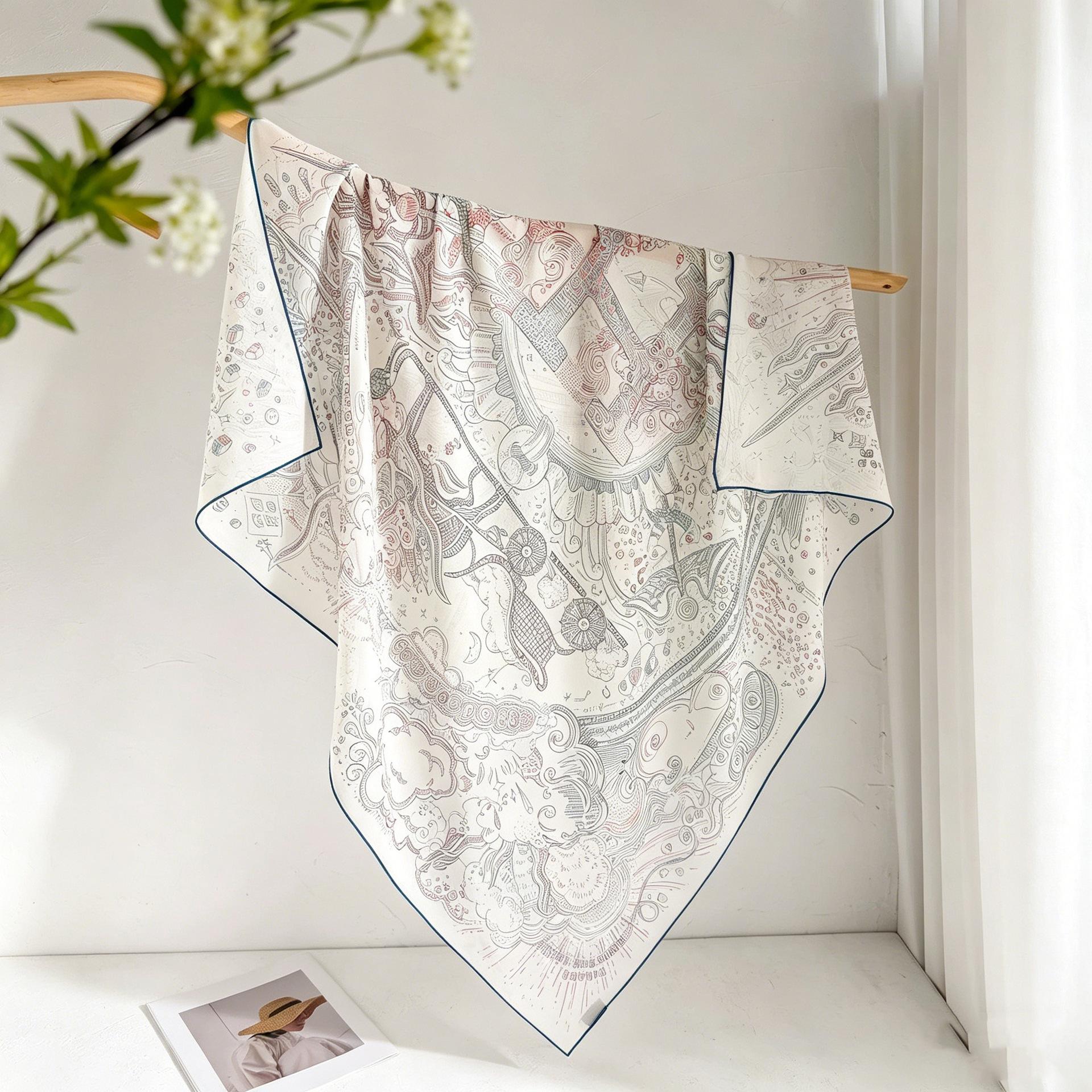 Premium sense 100% mulberry silk silk scarf light luxury temperament silk square scarf design sense large square scarf women s new versatile 105