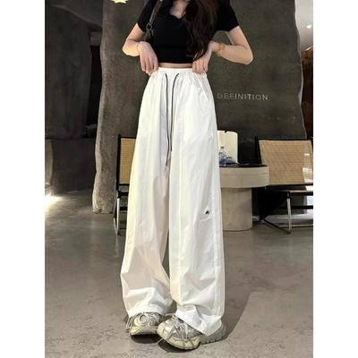 [Large Size] (M-XL) American Quick-drying Sports Wide-leg Pants Women's Spring and Summer Thin High-waisted Straight-leg Overalls