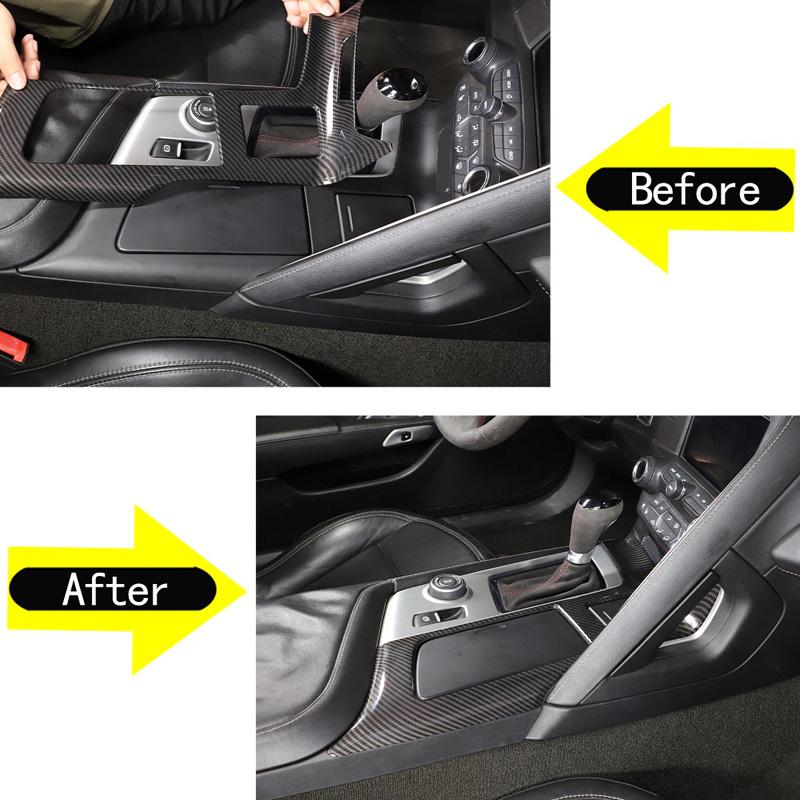 ABS Carbon Fiber Car Center Console Gear Shift Panel Frame Cover Trim For Chevrolet Corvette C7 2014- Interior