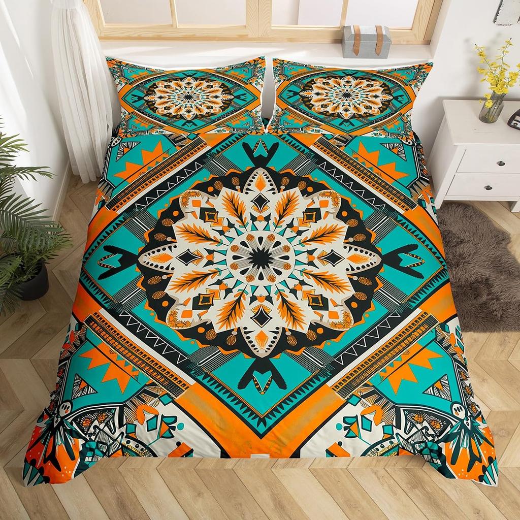 Vintage Abstract Pattern Duvet Cover Queen King Size Vivid Floral Soft Bedding Set Perfect for All Seasons Warm and Bright 3 Pcs