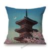 Kawase Hasui-Japanese Woodblock Pillow Case Ukiyo Mount Fuji Temple Beautiful Scenic Art Home Decorative Sofa Car Cushion Cover