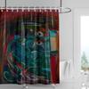Abstract Face Shower Curtain - Bold Red With Colorful Geometric Patterns, Waterproof With Grommets, Artistic Bathroom Decor