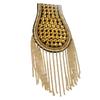 Sew-On Epaulette Shoulder Bar Accessory with Rivet Studs and Layered Metal Chain for Punk Theme Clothing Enhancement