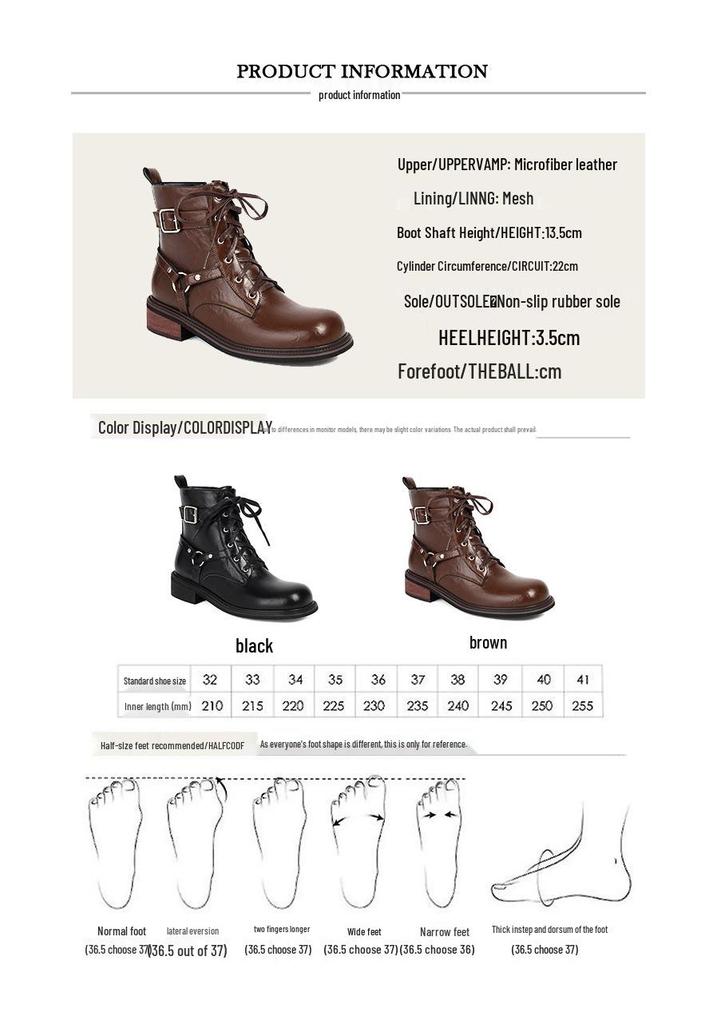 Women's Retro Thick-Sole Round-Toe Leather Knight Boots, Chunky Heel, Plus Velvet, Western Cowboy Style, Sizes 34-47