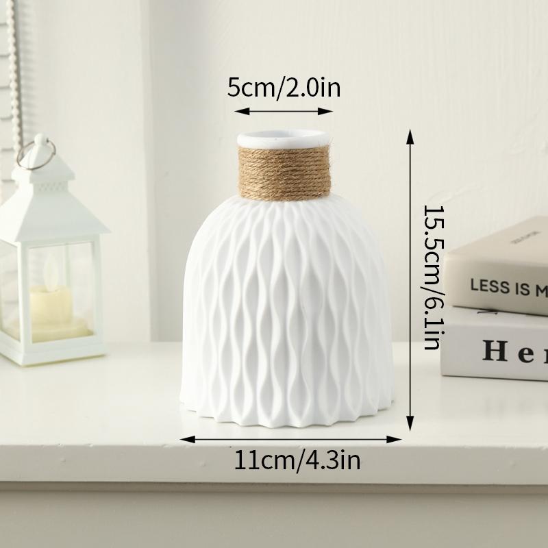 Imitation Ceramic Flower Vase Nordic Solid Color Plastic Dried Plants Vase Flower Arrangement Container Home Living Room Decor