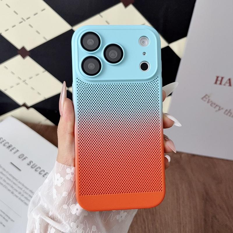 Gradient Heat Dissipation Case For iPhone 17 Pro Max 16 15 14 13 Pro Max Lens Protector Shockproof Hard PC Matte Back Cover