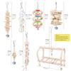 Pet Bird Hanging Natural Wooden Toy Set Parrot Perch Stand Chew Toys With Bells Bird Cage