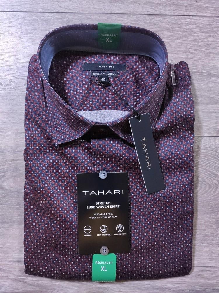 Рубашка Tahari Взрослая X-Large Красная Геометрическая Роскошная Тканая Эластичная Мужская Унисекс Футболка XXXL