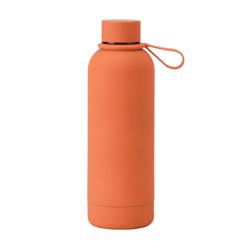 500 ml Edelstahl-Thermoskanne mit kleiner Öffnung, tragbare Outdoor-Sport-Wasserflasche mit Silikongriff, Kaffeetasse