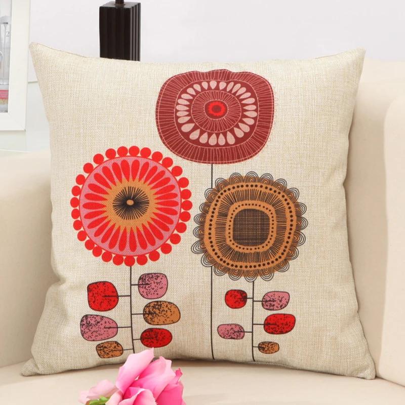 Fashion Cotton Linen Flower Pattern Throw Pillow Cushion Cover Seat Car Home Decor Sofa Bed Decorative Pillowcase 45x45cm