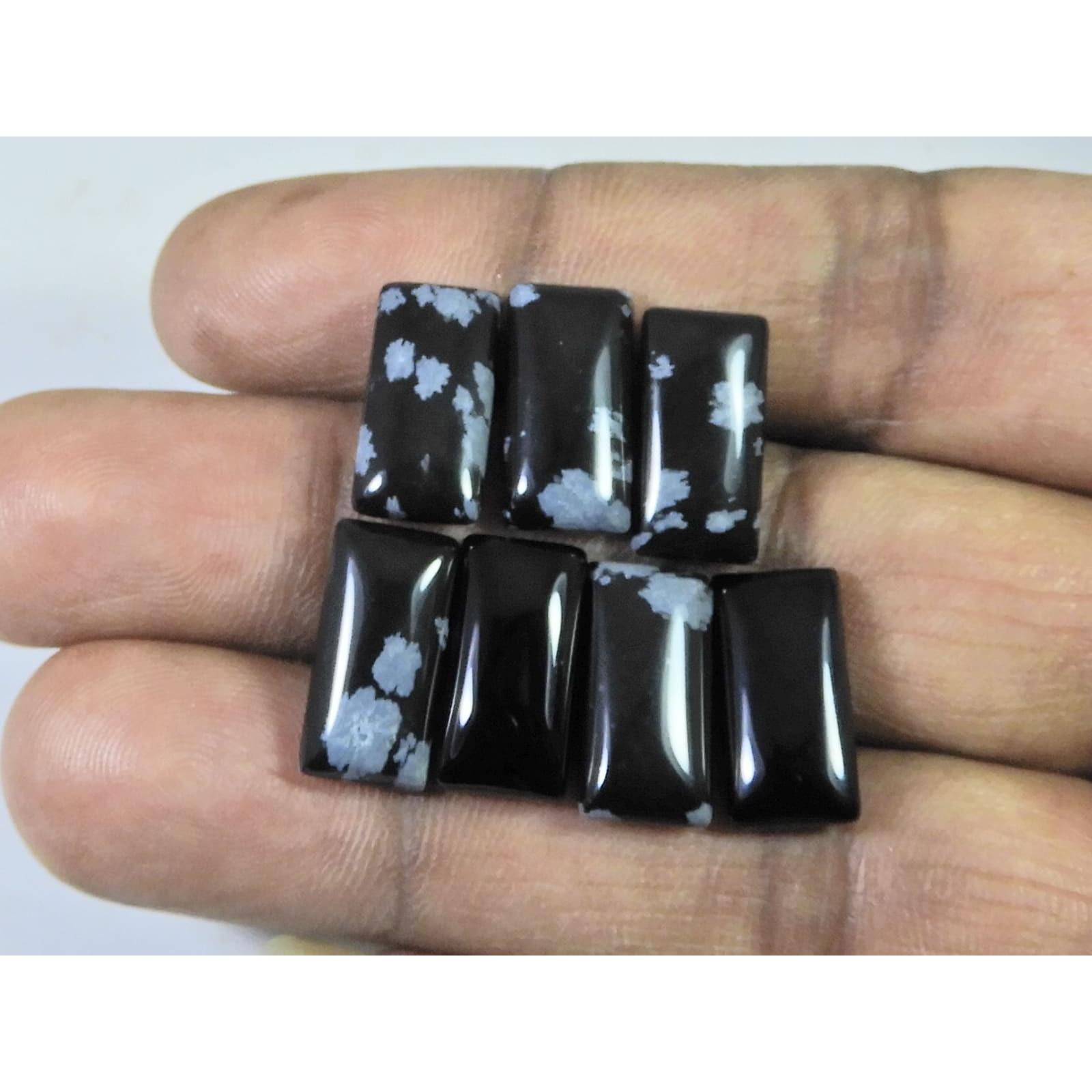 8X16MM Natural Snowflake Obsidian Octagon Cabochon Loose Gemstone 7Pcs Lot A-811
