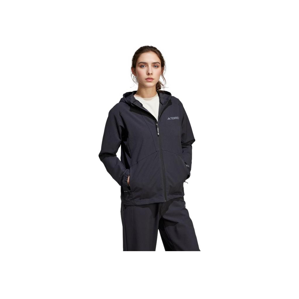 adidas Outdoor Travel Series Logo Sports Zip-Up Hoodie Women Jacket Black JI8283