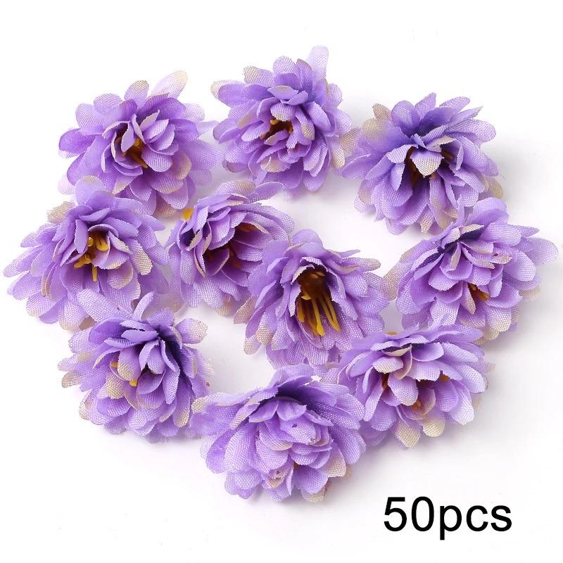 Purple Artificial Flowers Heads Silk Fake Flowers For Home Decor Party Wedding Decoration DIY Valentine's Day Gifts Accessories
