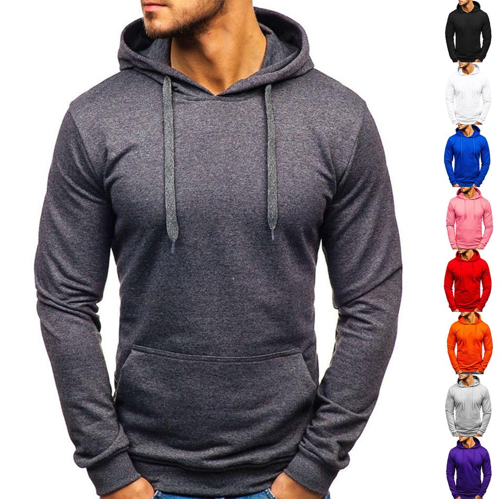 Men's  Big Size  Solid Color  Leisure  Sports  Self-Cultivation  Pullover  Long Sleeves  Hooded Hood  Hoodie