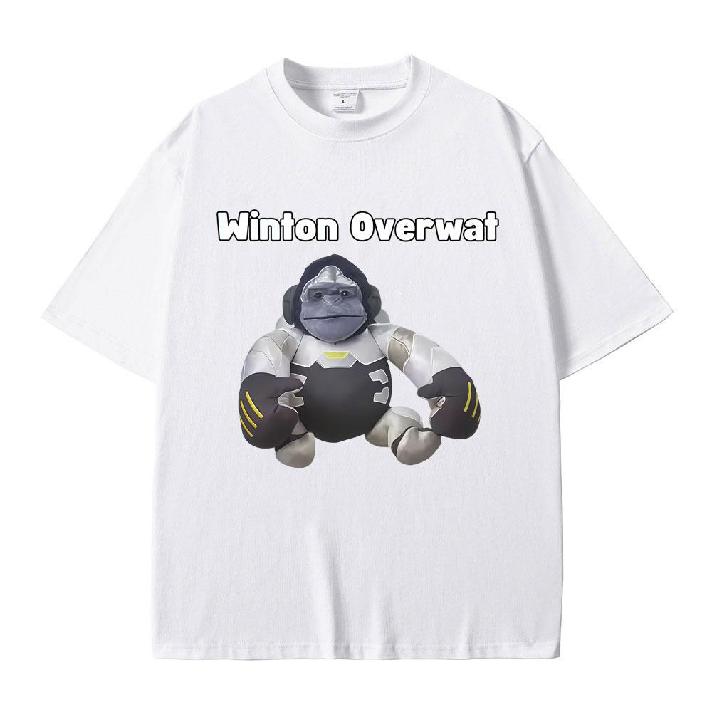 Winton Overwat Monkey Funny Meme Tshirt Men Women Fashion Oversized Short Sleeve T Shirts Male Casual Vintage Cotton Tshirts