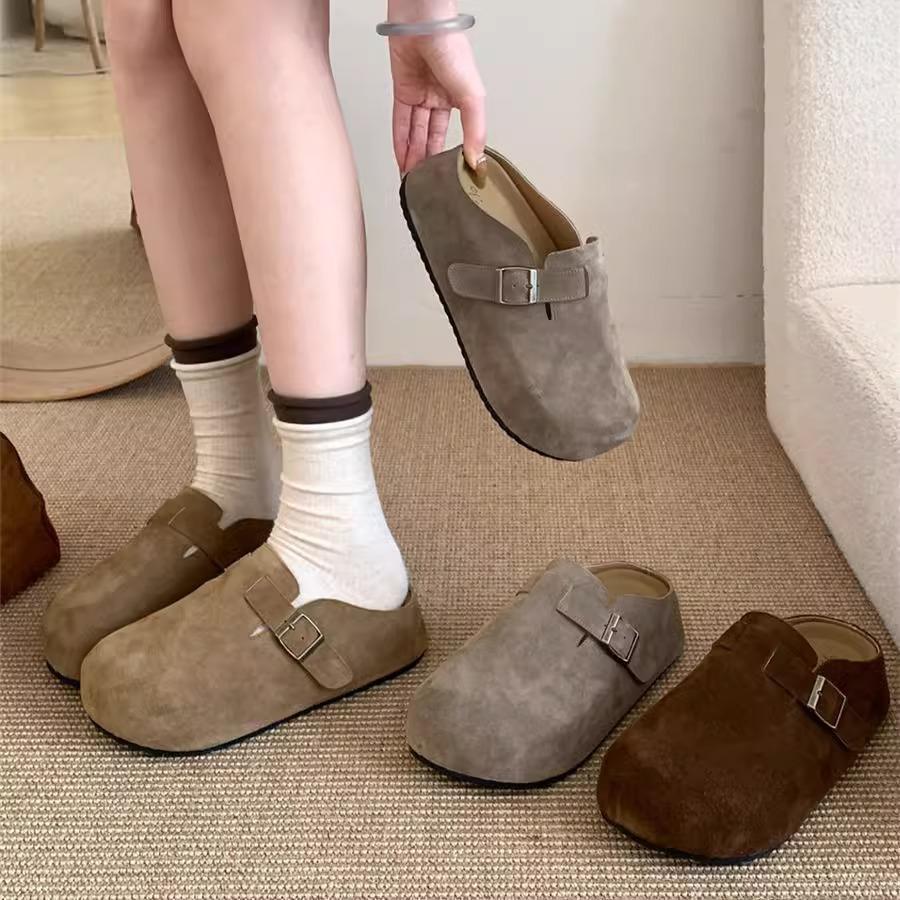 Thick-soled Birkenstocks 2025 spring Boken one-pedal lazy shoes bag head half slippers women's Mori heightening single shoes women