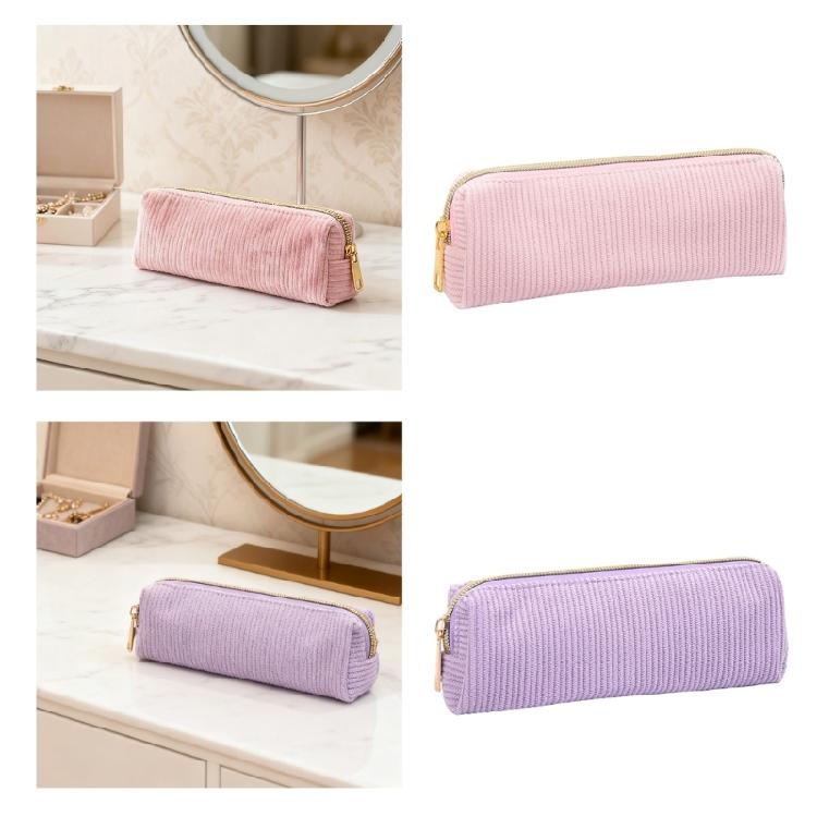 Zippered Closure Pencil Case Light Weight Corduroy Pencil Bag Portable Art Supplies Organiser Pouches For Kid Student