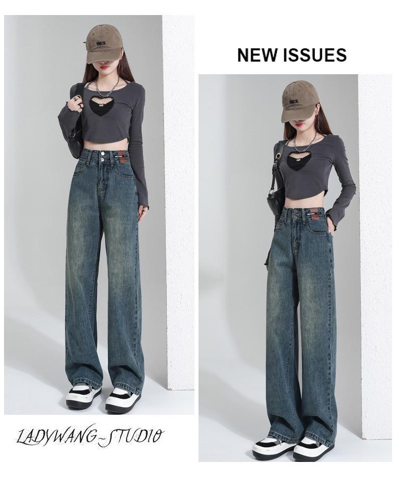 2025 Trendy Slimming High Waist Wide Leg Jeans for Women - Petite Fit, Straight Cut, Loose Pants