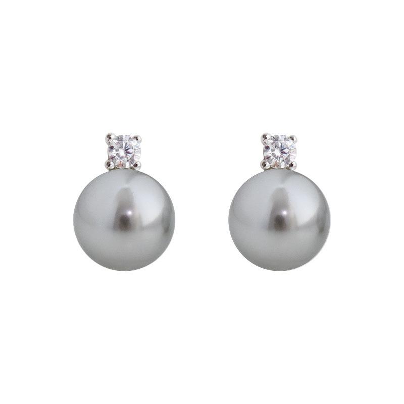 Classic Retro Elegant Pearl Zircon Stud Earrings 925 Silver For Women Jewelry