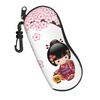 Sakura Kokeshi Puppe Brillenetui Herren Damen Tragbar Reißverschluss Brillenaufbewahrungsbox Geschenk Brillenbehälter