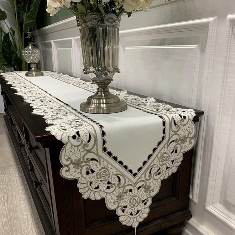 Table Flag American Polyester Fabric Hollow Embroidered Coffee Table Tablecloth Tv Cabinet Dust-Proof Long Tablecloth