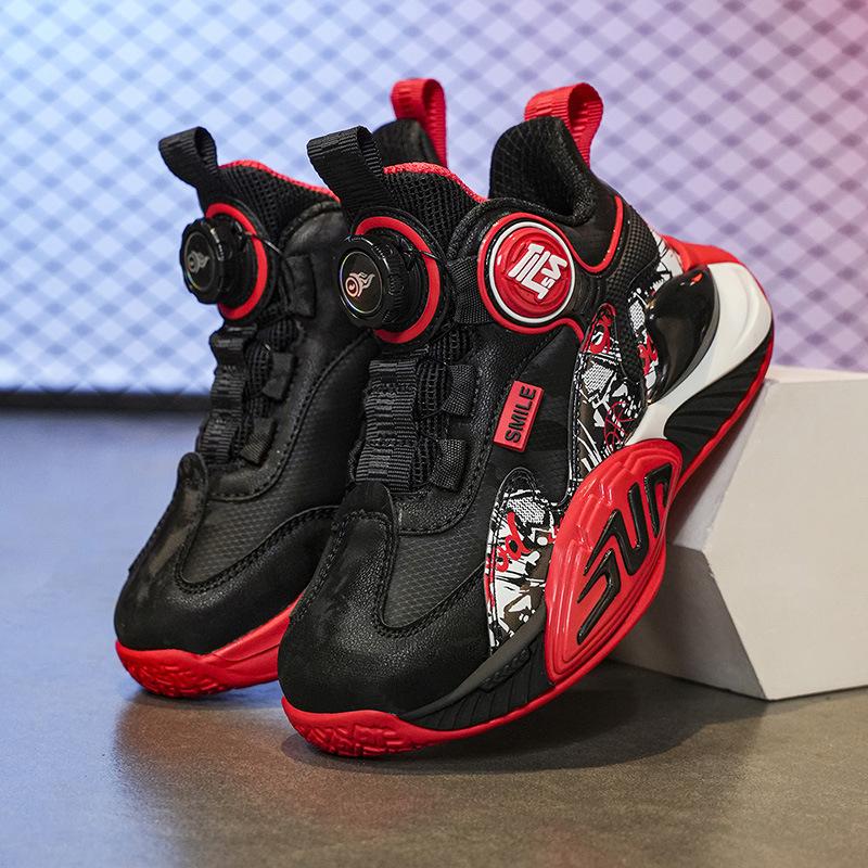 

Children s basketball shoes autumn and winter new leather waterproof boys actual combat sneakers medium and older children s wear-resistant shock-a 40/inner length 25.7cm