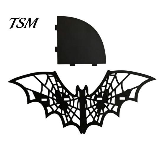 Gothic Style Furniture Halloween Bat Corner Shelf, Decorative Wooden Wall Mount Display Unique Storage Spiderweb Design Floating Rack for Home,