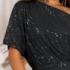 Women's Sexy Sequins Bodycon Dress Glitter One Shoulder Ruched Mini Dress Sparkly Cocktail Party
