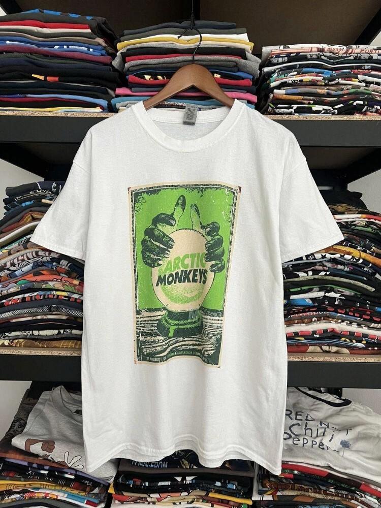 Arctic Monkey band 90s Vtg White Short Sleeve T shirt Retro style tee XXL