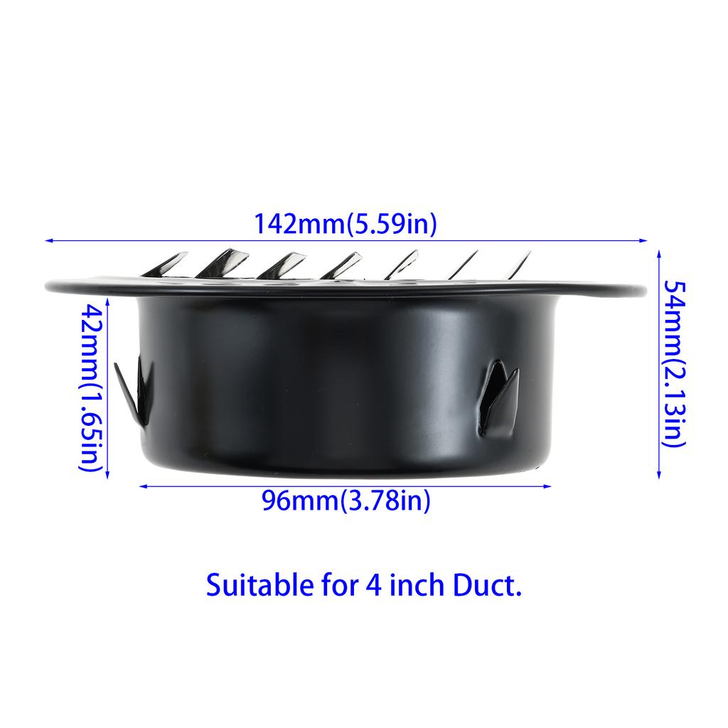 2pcs 3/4/6inch Round Vent Cover Stainless Steel Louvered Grille Cover Air Vent Outlet with Built-in Mesh for House/Office/Garage