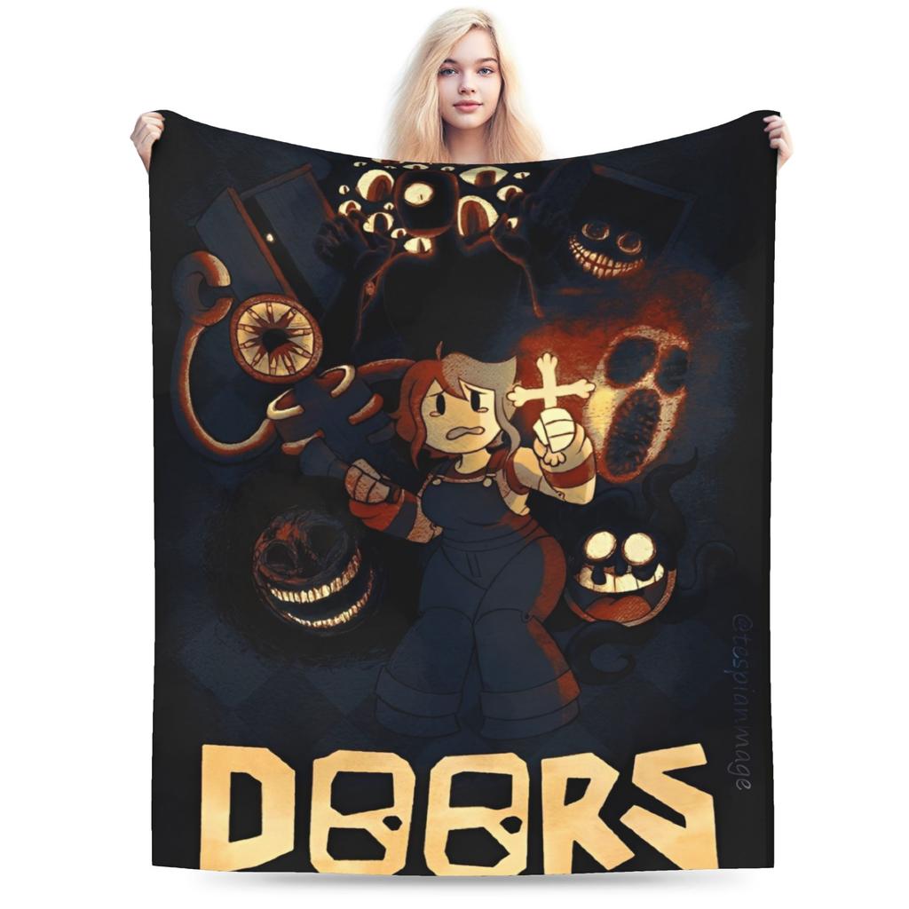 DOORS Horron Game Merch Blankets Soft Fleece Throw Blanket Cozy Bedding Throws