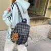 Vintage Plaid Backpack College Style Junior High School Student Schoolbag