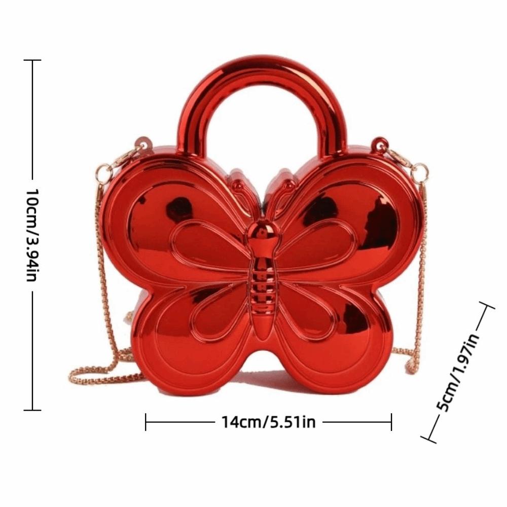 Stylish Butterfly Shape Shoulder Bag Luxury Acrylic Evening Bag Metal Chain Shiny Handbag Everyday Outfits Party Wedding