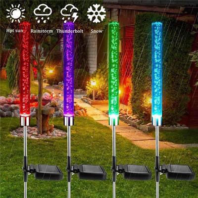 10 ADET Akrilik Kabarcık Güneş Yolu Çim Lambası RGB Bahçe Açık Güneş Işığı Su Geçirmez RGB Renk Değiştiren LED Güneş Işıkları