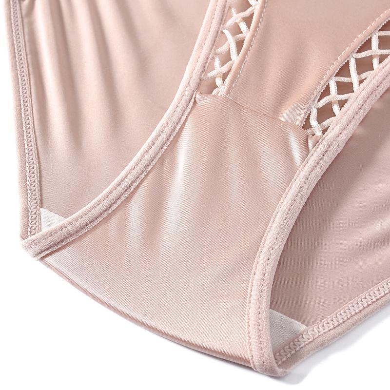 CINOON Bragas sexis para mujer, calzoncillos de encaje con empalme de malla y pajarita, bragas de tiro bajo, lencería suave y transpirable de seda helada