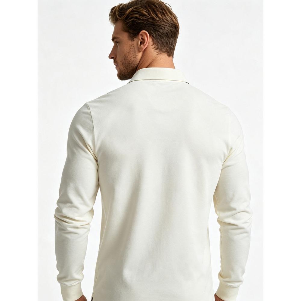 Men's Plus Size Long Sleeve Polo Shirt Autumn Winter Business Casual Cotton Top Breathable Stretch Loose Fit M-6XL White Black Navy