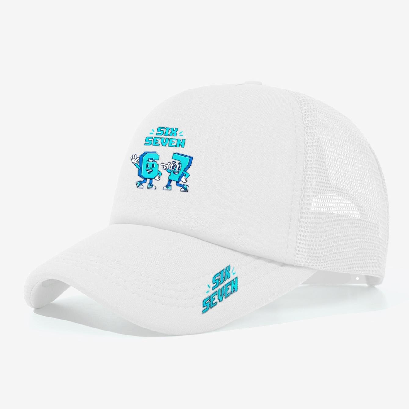 1PC 67 pixel trendy and cool mesh eye cap! Red eye-catching+breathable mesh fabric, personalized commuting design белый