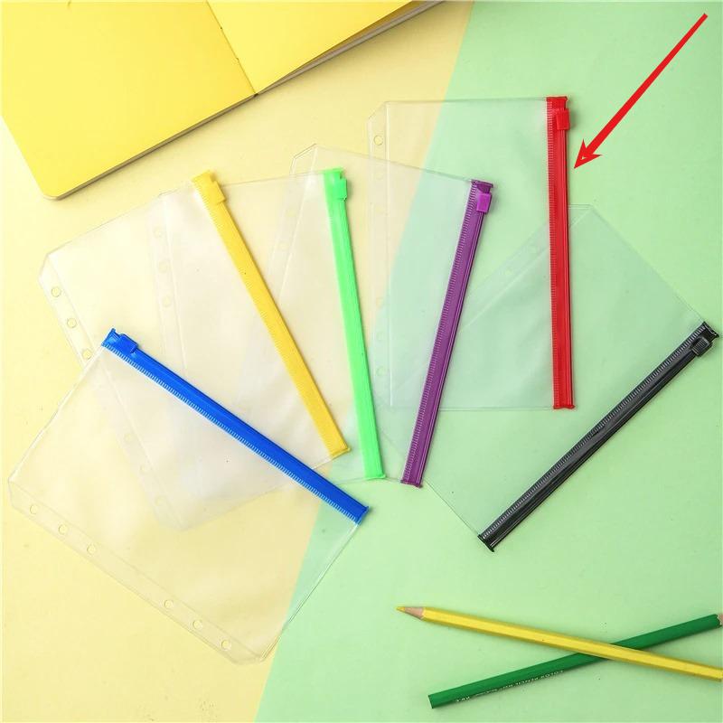 10pcs/lot A6 6-Hole Binder Pockets Cash Budget Envelopes Zipper Binder Pouches for Notebook Planner Journey Binders