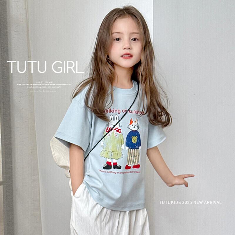 Tutuxiaoxiang Girls  Dopamine Color Short Sleeve T-Shirt 160