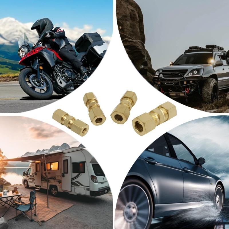 High Strength Brass Flareless Brake Line Fitting 4.76mm Double Thread Brake Line Connectors For Car Truck Compatibility