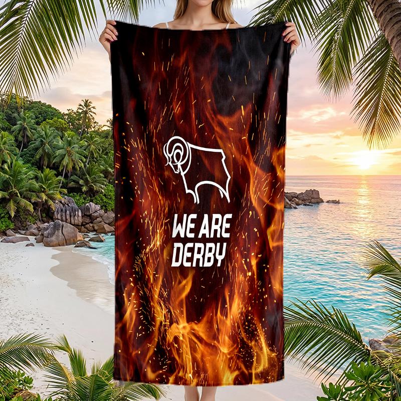 Toalla de Playa de Fútbol Derby County Suave Microfibra Toalla de Verano Secado Rápido Absorbente para Playa Piscina Viaje